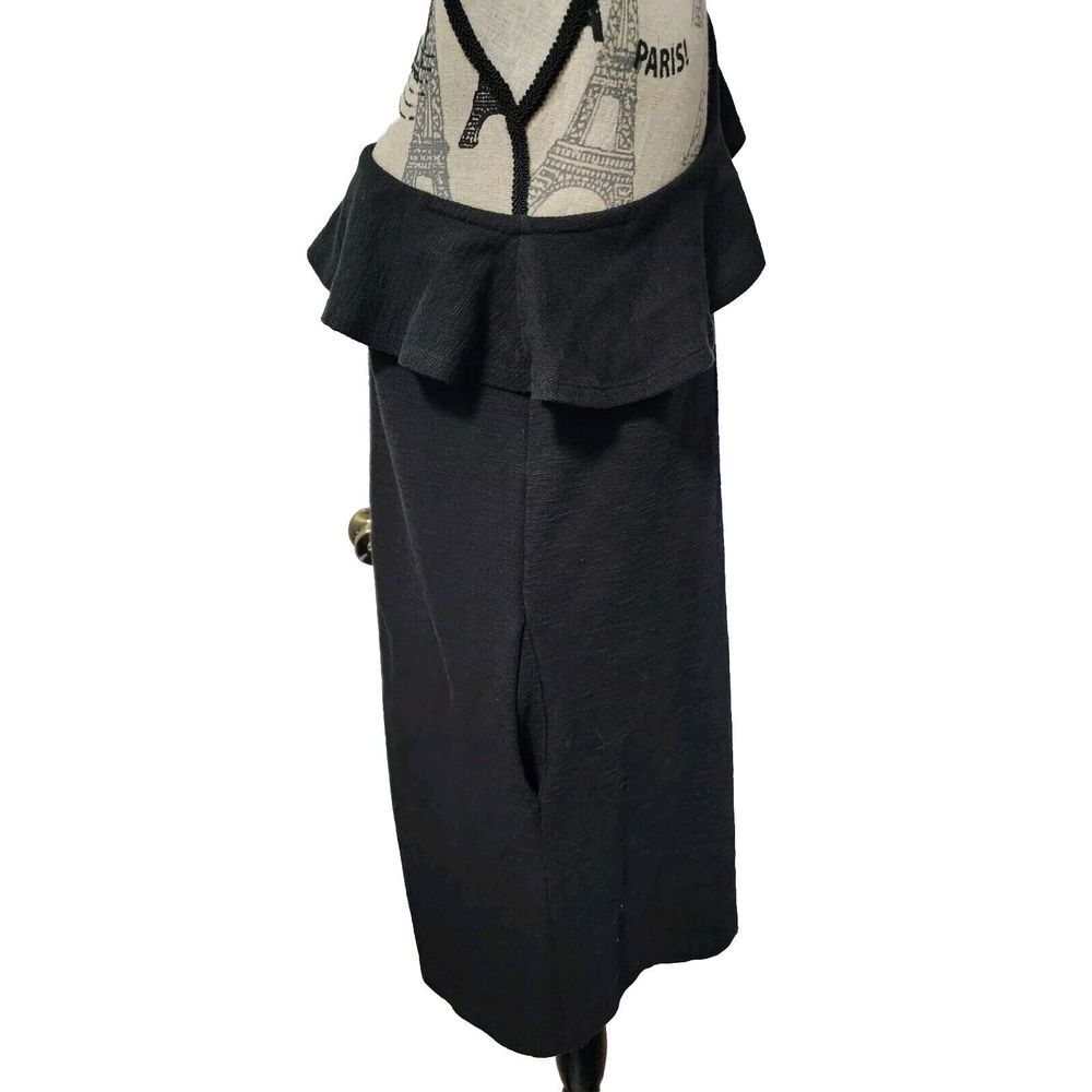LOFT BLACK ONE SHOULDER RUFFLE DRESS WITH POCKETS Size MEDIUM - Picture 2 of 11